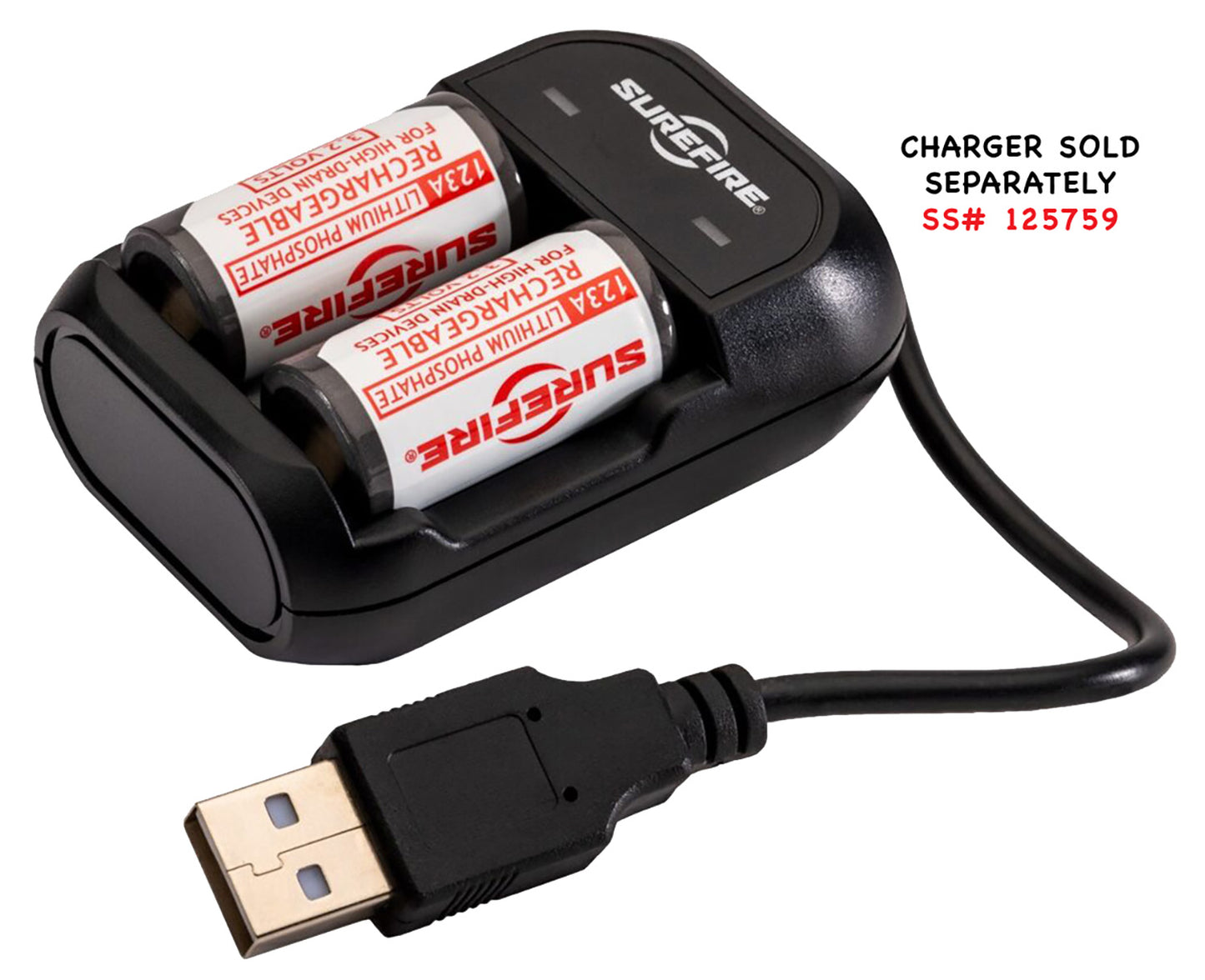SureFire | CR123A Batteries White/Black 3.2 Volts 450 mAh (2) Single Pack Rechargeable Batteries