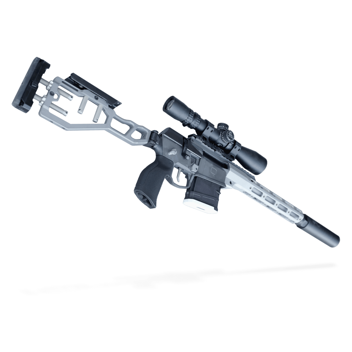 Black MKM / Driven Arms Co. RECCE Vertical Crossover Grip installed on a rifle; rifle and other accessories shown for illustration and not included.