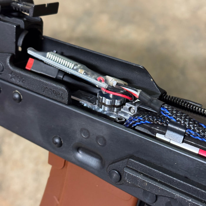 PolarStar F2 engine installed inside the used AK74 airsoft rifle
